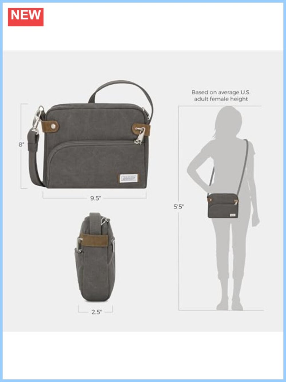 Anti-Theft Crossbody Bag Cotton Canvas Suede Travel Purse - Picture 4 of 6